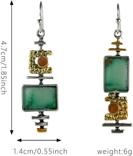 Vista 4 de Just Follow Vintage - Aretes colgantes de plata creativos asimétricos de cristal para mujer, aretes largos bohemios