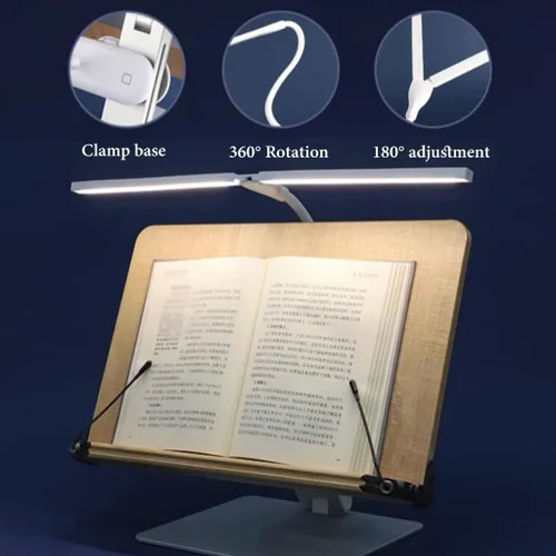 Vista 5 de GIZNXBA Soporte de libro para lectura de altura ajustable con clip de papel, soporte plegable manos libres, soporte de libro de texto para lectura