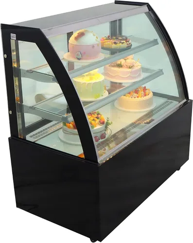 Vista 3 de INTBUYING 220V 46inch vidrio refrigerado pastel escaparate panadería vitrina gabinete piso arco en forma de arco puerta trasera