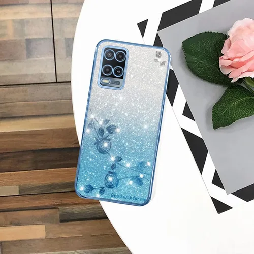 Vista 5 de Kainevy - Funda de teléfono para Oppo A54 4G, funda transparente con purpurina rosa floral para mujeres y niñas, bonita funda para teléfono Oppo