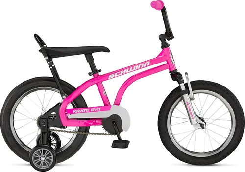 Vista 7 de Schwinn Krate EVO - Bicicleta infantil para niños y niñas de 3 a 5 años, ruedas de 16 pulgadas, suspensión delantera, neumático trasero Slik, altura