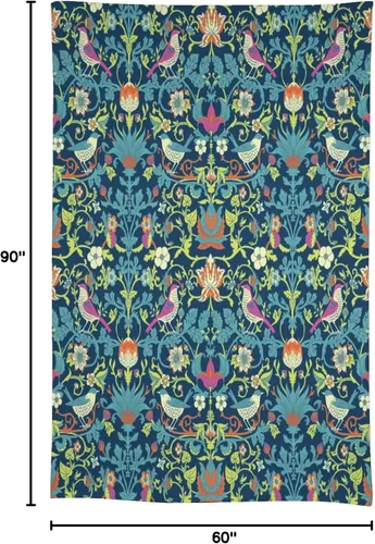 Vista 367 de Mantel Floral Retro de Pájaros, Diseño Original Bohemio William Morris Estampado Cubierta de Mesa para Hogar Picnic Fiesta Comedor Cocina William