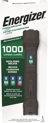 Vista 2 de Energizer Linterna LED recargable X1000 con indicador de encendido, linterna súper brillante, resistente al agua IPX4, luz resistente
