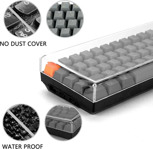 Vista 3 de GEEKRIA Cubierta antipolvo para teclado 65%, cubierta de teclado acrílico transparente para teclado mecánico de computadora de 68 teclas, compatible