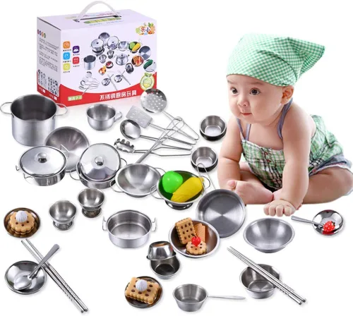 Vista 5 de 16/18/25pcs Juego de utensilios de cocina de acero inoxidable Cazo Tapas Olla Cocina Cocina (16 piezas)