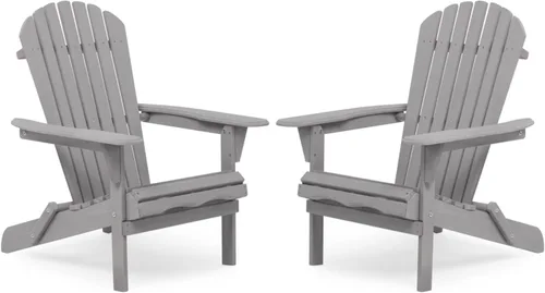 Vista 12 de Juego de 2 sillas Adirondack plegables de madera para jardín y exteriores, construcción de madera de cedro maciza, cómodos reposabrazos y respaldo