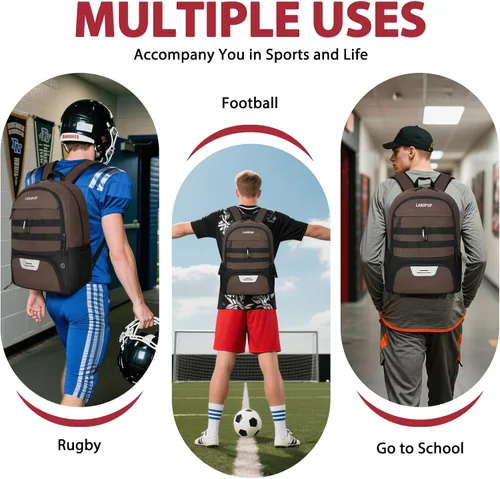 Vista 7 de LARIPOP Mochila de Fútbol, Bolsa de Fútbol con Soporte para Balón y Compartimento para Zapatos, Bolsas de Entrenamiento para Equipos Deportivos