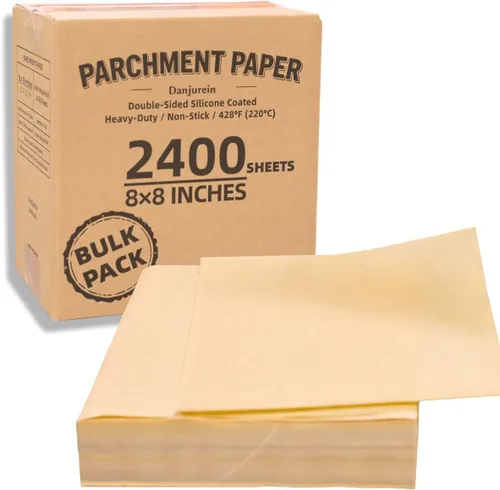 Vista 24 de Cuadrados pequeños de pergamino precortados a granel de 5 x 5, 3200 hojas, sin blanquear, antiadherentes, para envoltorios de dulces, papel de Marrón