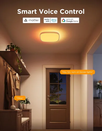 Vista 6 de Govee Lámpara de Techo Inteligente, Lámpara de Techo LED RGBIC Cuadrada que Funciona con Matter, Lámpara de Montaje Empotrado de 2400LM