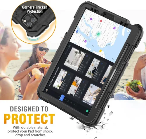 Vista 8 de HXCASEAC Funda para iPad Pro de 11 pulgadas (2022/2021/2020/2018) a prueba de golpes con soporte para lápiz, protector de pantalla, correa de mano