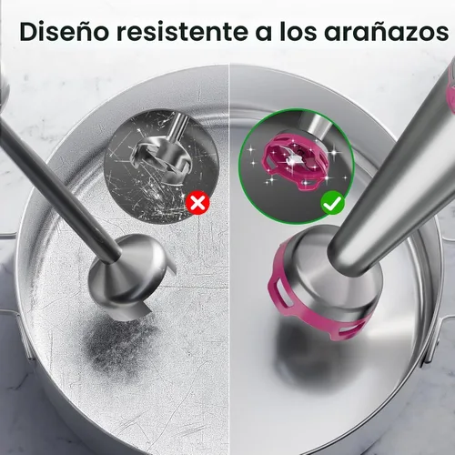 Vista 6 de Mezclador de inmersión Turelar de mano con cable, 1100W 5 en 1 juego de Rojo rosa