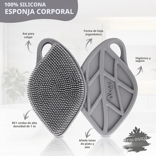Vista 2 de Sndyi Exfoliante Corporal de Silicona, Exfoliante Corporal Suave para Piel Sensible, Exfoliante de Ducha en Forma de Hoja para el Cuerpo con Cerdas