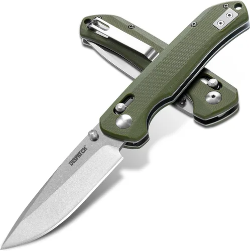 Vista 10 de Dispatch Axis Lock - Cuchillo de bolsillo plegable con clip, hoja de punta de gota de acero D2 de 3.46 pulgadas y mango G10, cuchillos de bloqueo