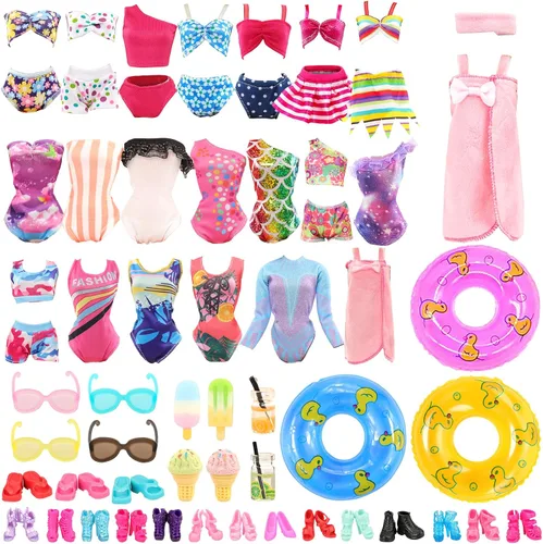 Vista 8 de Paquete de 26 trajes de baño de muñeca de 11.5 pulgadas y accesorios