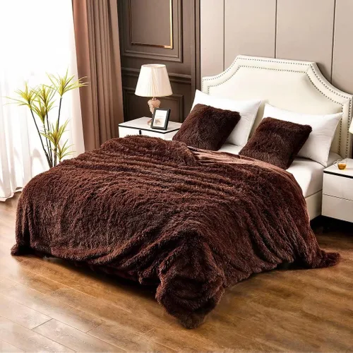 Vista 26 de YUSOKI manta de piel sintética extrasuave con pelos largos, transpirable, de 50 x 60 pulgadas, mullida, acogedora y cómoda, de microfibra de lujo