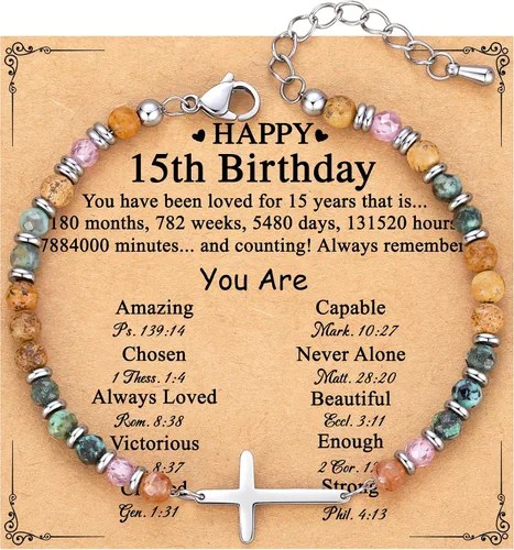 Vista 18 de TONY & SANDY Pulsera de cruz cristiana para mujer, regalo de San Valentín para ella, regalo de confirmación de bautismo, Pascua, regalo único