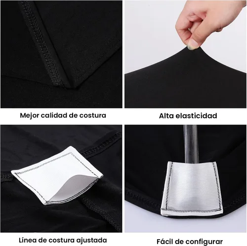 Vista 2 de BDDC - Funda de mesa ajustada de 4 pies, manteles de elastano negros, manteles elásticos lavables y resistentes a las arrugas para eventos, bodas