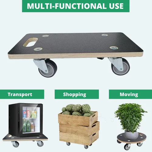Vista 8 de Furniture Mover Dolly - Rodante de madera portátil para mover muebles, sofá, gabinete, refrigerador, ruedas universales de goma TPR suave giratorias