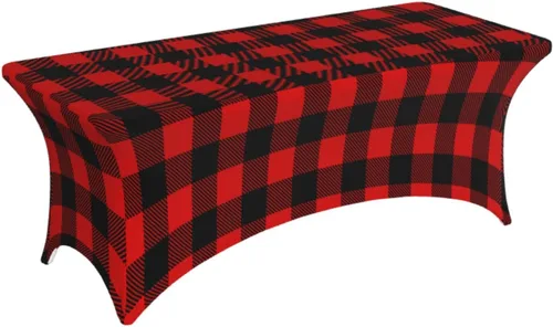 Vista 8 de Buffalo - Mantel rectangular ajustable a cuadros verde y blanco de 6 pies para fiestas, banquetes, festivales, bodas