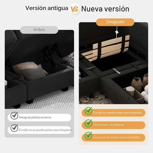 Vista 4 de Belffin Sofá Seccional Modular de Terciopelo con Chaise Lounge Sofá Cama Seccional con Chaise de Almacenamiento Sofás Cama Sofá para Sala de Estar