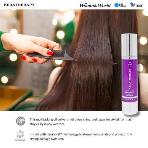 Vista 7 de KERATHERAPY Aceite de argán con infusión de queratina, 1.7 fl. oz., 1.7 fl oz – Reparación del cuidado del cabello para cabello seco dañado