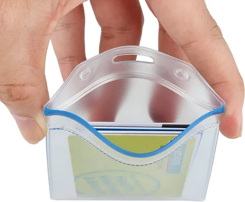 Vista 4 de Wisdompro 10 Fundas transparentes resistentes para identificación o tarjetas de trabajo, vinilo con cierre ziplock para tarjetas múltiples