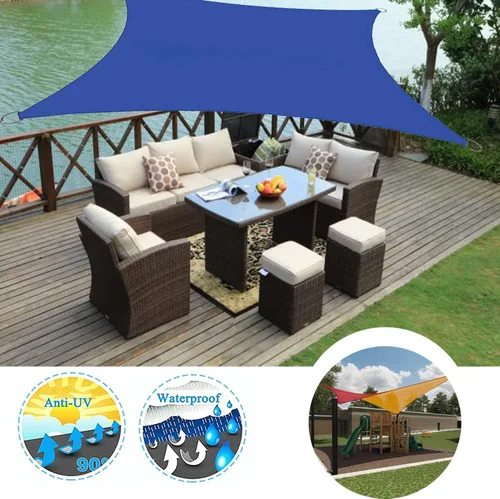 Vista 12 de Toldo tipo vela para exteriores, 6 x 7 pies, vela impermeable con bloqueo UV, tela resistente, protección solar, resistente al viento, grado