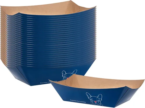 Vista 28 de Restaurantware Bio Tek - Botes de comida de 2 libras, 200 bandejas de papel desechables – Barcos de papel blanco resistentes a la grasa