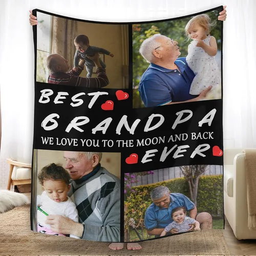 Vista 10 de YESCUSTOM Manta de fotos personalizada con tus fotos y textos, fabricada en Estados Unidos, regalo para esposas amigas para vacaciones, cumpleaños