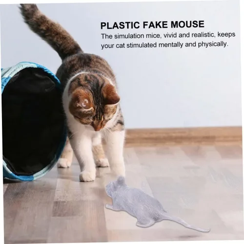 Vista 3 de 10pcs Halloween Plastic Fake Mice Prank Realistic Simulation Mouse Props for Haunted House Party Decorations Gray