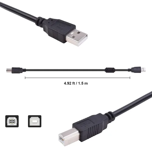 Vista 3 de PIXMA - Cable de impresión USB 2.0 a computadora compatible con Canon PIXMA TR7520, TR7020, TR4520, TR4527, TR8520, TR8620, MX532, MX922, MX870