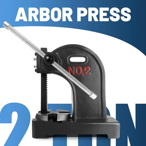 Vista 2 de 2 Ton Manual Arbor Press, Heavy Duty Cast Iron Press with Ratchet Lever & Reversible Ram, Adjustable Non-Slip Lever Press Machine for Metalworking
