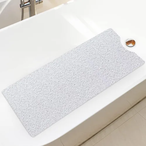 Vista 11 de Tapete de bañera antideslizante de PVC suave con drenaje para bañera de 40 x 16 pulgadas (beige amarillo)