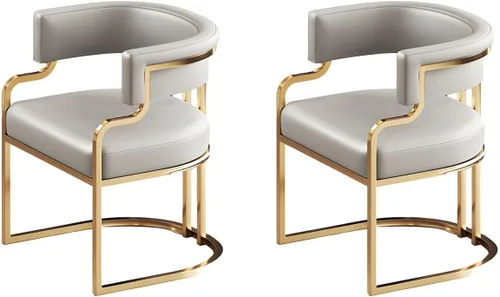 Vista 43 de Sillas de comedor de cocina para interiores, silla lateral tapizada para el hogar, silla con brazo de respaldo bajo, silla de comedor con piel