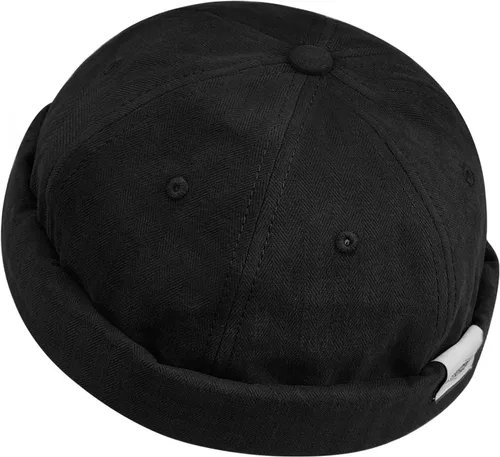 Vista 2 de Croogo Brimless Docker - Gorro unisex enrollado con puños enrollados, gorro de algodón sin visera, gorro de algodón para propietario, gorra casual