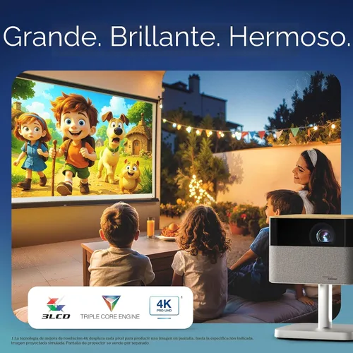 Vista 3 de Epson Lifestudio Flex Plus 4K PRO-UHD - Proyector portátil de estilo de vida, 1000 lúmenes de color y brillo blanco, sonido de Bose, Google TV, Gris