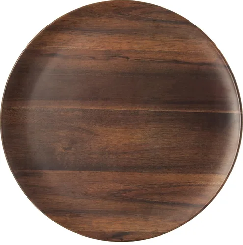 Vista 2 de Carlisle FoodService Products Epicure - Plato redondo de plástico, 18 pulgadas, grano de madera oscuro
