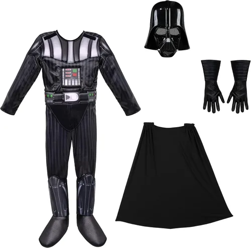 Vista 2 de Star Wars Darth Vader - Disfraz oficial de lujo juvenil Mono acolchado con guantes, capa desmontable y máscara de plástico