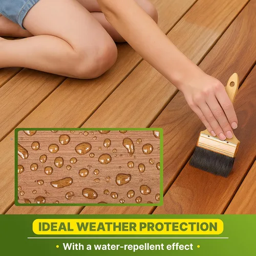 Vista 7 de Nordicare Aceite de teca para muebles de exterior, 16.9 onzas – Aceite de madera de exterior y sellador para teca, acacia, roble y más, ayuda a