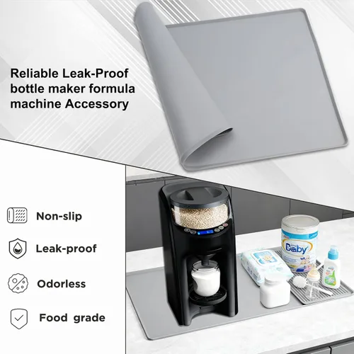 Vista 6 de Bottle Maker Formula Machine Mat, con tapete de drenaje, compatible con la máquina dispensadora de fórmula Baby Brezza, almohadilla de silicona