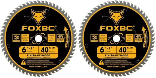 Vista 7 de FOXBC Hoja de sierra circular de 6-1/2 pulgadas, acabado fino, 40 dientes para corte de madera, corte fino con eje de 5/8 pulgadas