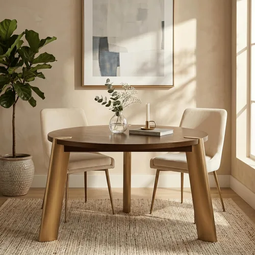 Vista 9 de NTC Mesa de centro redonda de madera Tribase Boho de 40 pulgadas para sala de estar y comedor, impermeable y resistente al calor, negro quemado