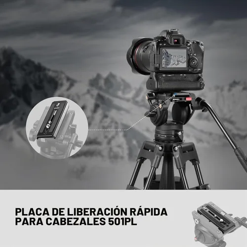 Vista 6 de NEEWER Placa de montaje de cámara de liberación rápida con cabezal fluido
