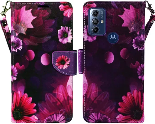 Vista 8 de Zase Funda tipo cartera para Motorola Moto G Play (2023)/Moto G Pure/Moto G Power (2022) Funda de piel sintética con función atril, ranura