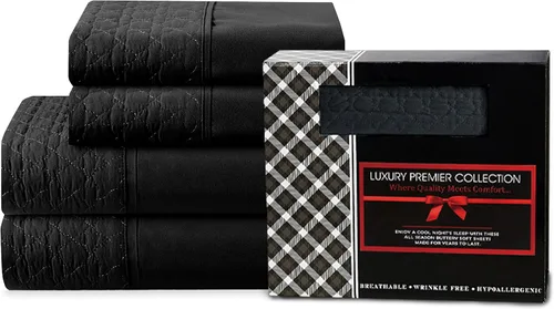 Vista 14 de Elegant Comfort Lujoso juego de sábanas acolchadas de 4 piezas, caja de regalo, calidad egipcia de 1500 hilos, suave, resistente a las arrugas