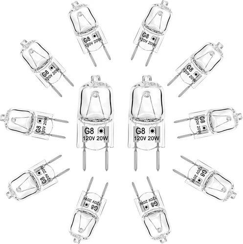 Vista 10 de Bombilla halógena G8 de 20 W, 120 V, T4, tipo JCD, base G8, bombillas de xenón bi-pines, regulables con larga vida útil, bombillas halógenas G8