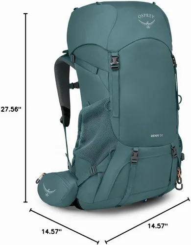 Vista 11 de Osprey Renn 50L - Mochila de senderismo para mujer, Azul Cascada/Naranja Melón
