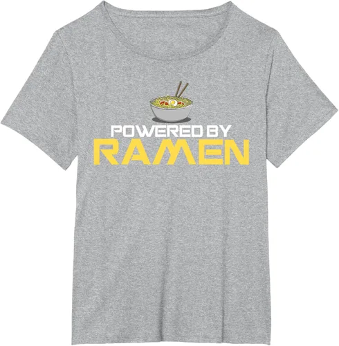 Vista 89 de Camiseta de fideos de anime japoneses Powered By Ramen, Negro, S