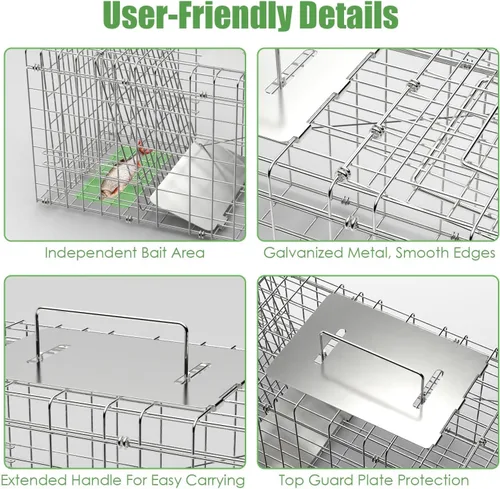 Vista 8 de Trampa plegable para animales vivos, resistente y humanitaria