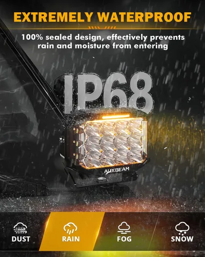 Vista 5 de Auxbeam Serie V-MAX 204W Luces LED de Conducción en Pod, Luz de Proyección Rectangular de 7 Pulgadas para Todo Terreno con DRL Ámbar y Luz Trasera